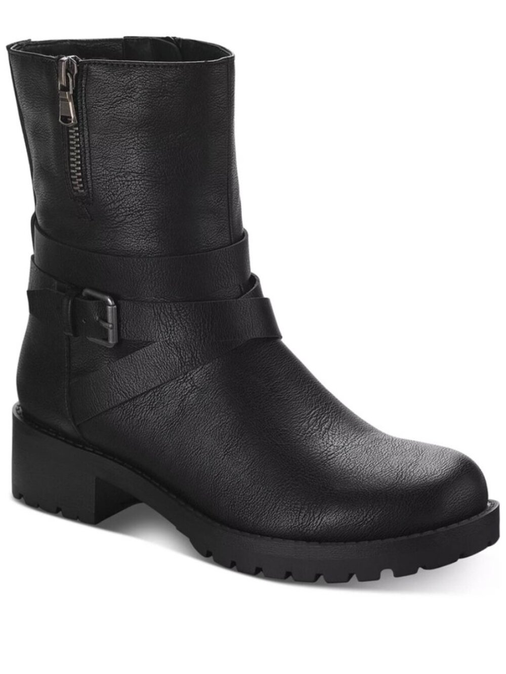 SUN + STONE Stellaa Moto Booties, size 8M, black, NIB
